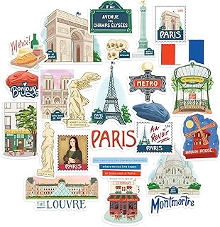 Navy Peony Paris City Travel Stickers (25 Pieces)