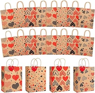 Roczential 12 Pack Holiday Kraft Gift Bags