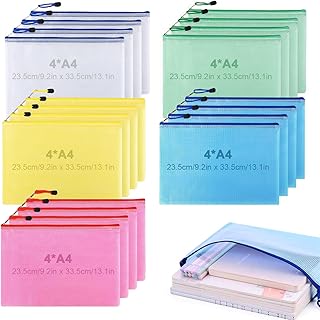 LAMCAN 20 Pack A4 Mesh Zipper Pouch Document Bag
