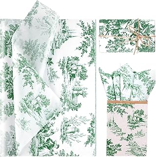 80 Sheets Vintage Print Tissue Paper, Blue French Toile Gift Wrap T