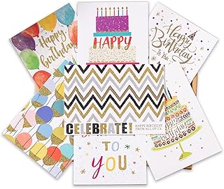 9 Pack Gold Foil Birthday Cards