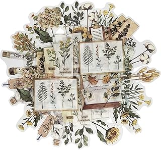 Vintage Autumn Flowers Bottle Stickers, 40Pcs