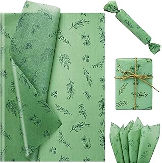 Bolsome Botanical Print Tissue Paper, Green Leaves, 100