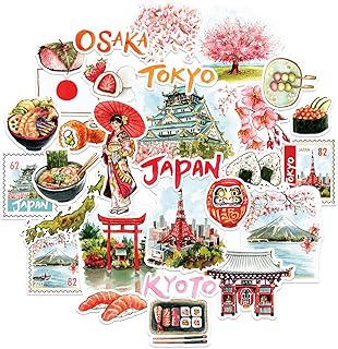 Navy Peony Japan Travel Stickers (25pcs)