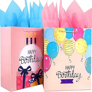 Large Birthday Gift Bag Set – Pink (2 Pack)