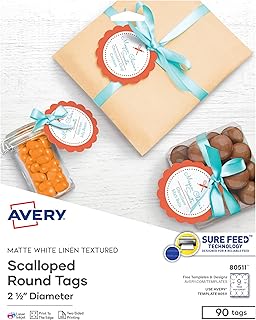 Avery Printable Scallop Round Gift Tags, 2.5″ Diameter