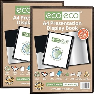 eco-eco A4 Recycled Black Presentation Display Book (Pack of