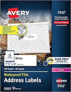 Avery Waterproof Address Labels, 1-1/3″ x
