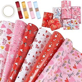 6 PCS Gift Wrapping Paper for Mother Father Girls Women Lover Anniversary Christmas Birthday