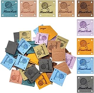 WELANE Leather Labels, 45 PCS Colorful PU Embossed Hand