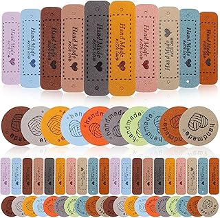 60Pcs Handmade Tags with Love Embossed Crochet Labels