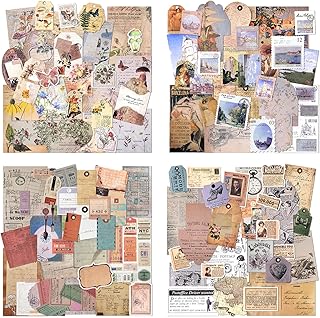 Vintage Pattern Scrapbooking Paper with Stickers