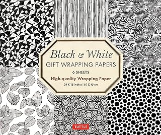 Black & White Gift Wrapping Papers 6 sheets